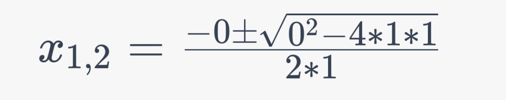 Example of a quadratic equation in which the discriminant is less than zero.
